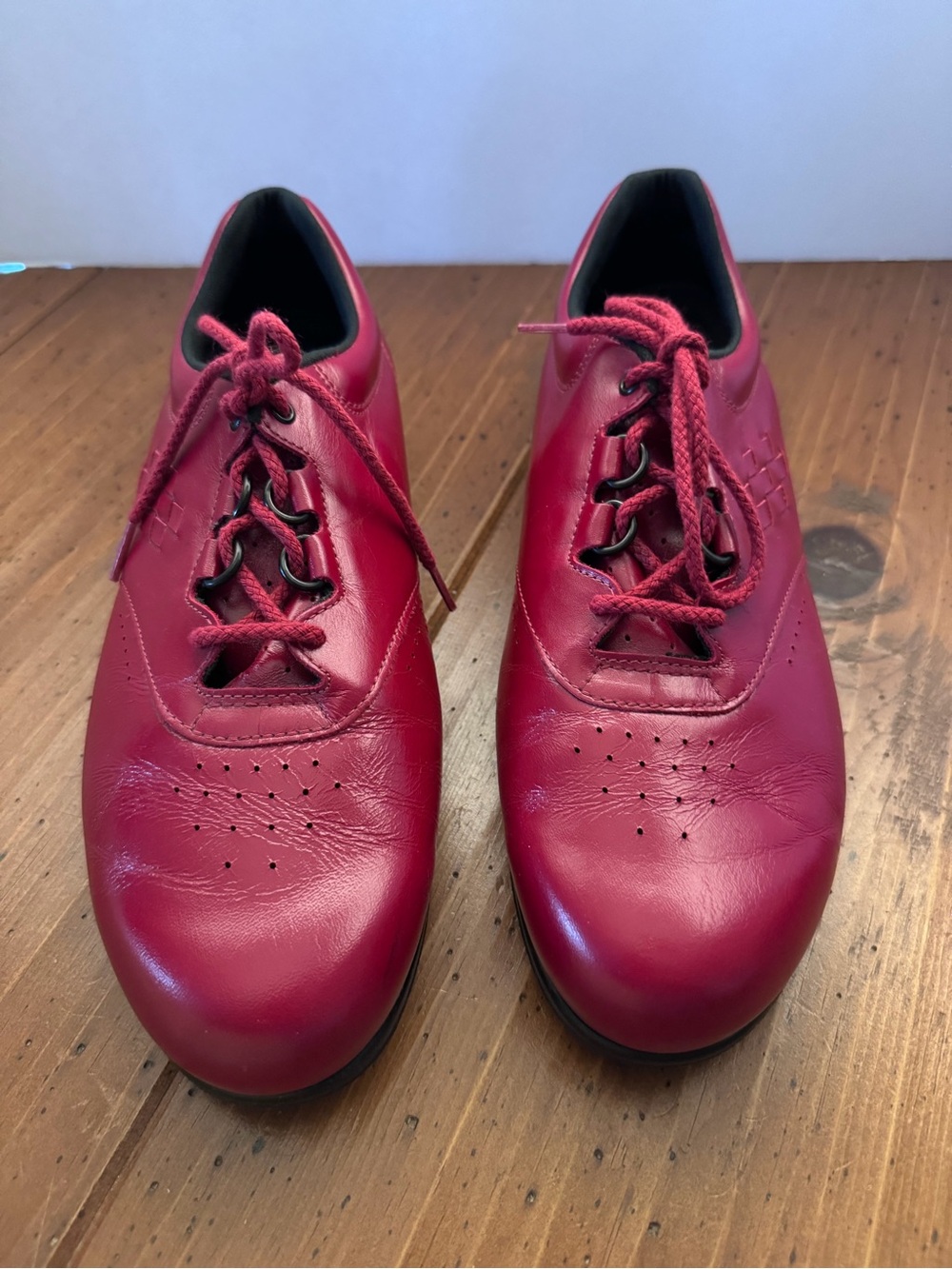 SAS Free Time Leather Lace Up Walking Shoes Sneakers - Women's Size 10 N - Red